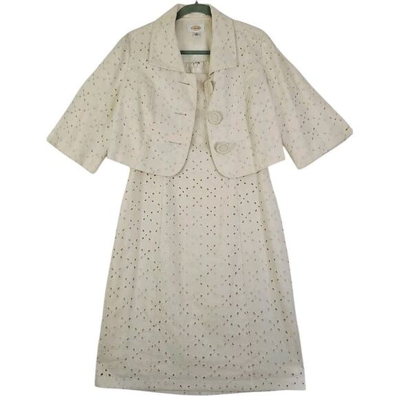 Talbots ~Woman Size 10~ Creme 2 Pc. Set 100% Linen Dress/Blazer Fully Lined. - Picture 1 of 16